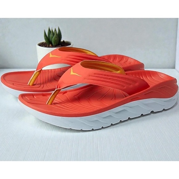 Hoka Ora Recovery Flip Mens 13 Fiesta Amber Yellow Sandals NWT NEW 1099675-FAYW